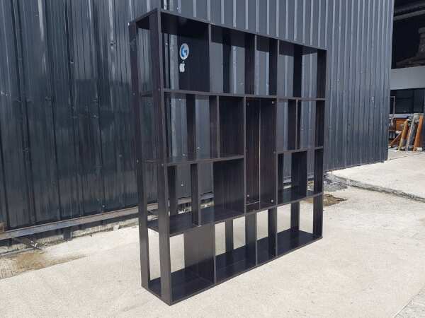 Multipurpose display shelf, wooden frame, black