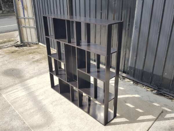Multipurpose display shelf, wooden frame, black