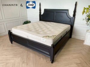 6-foot black bed, chanintr brand, 6-foot sealy mattress, MILLIONAIRE model