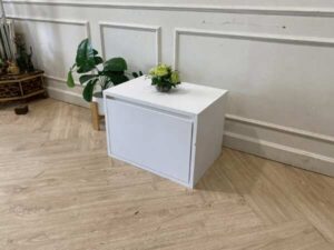 1-door white wooden storage cabinet