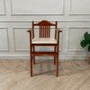 Children's chair, wooden frame, leather seat, white