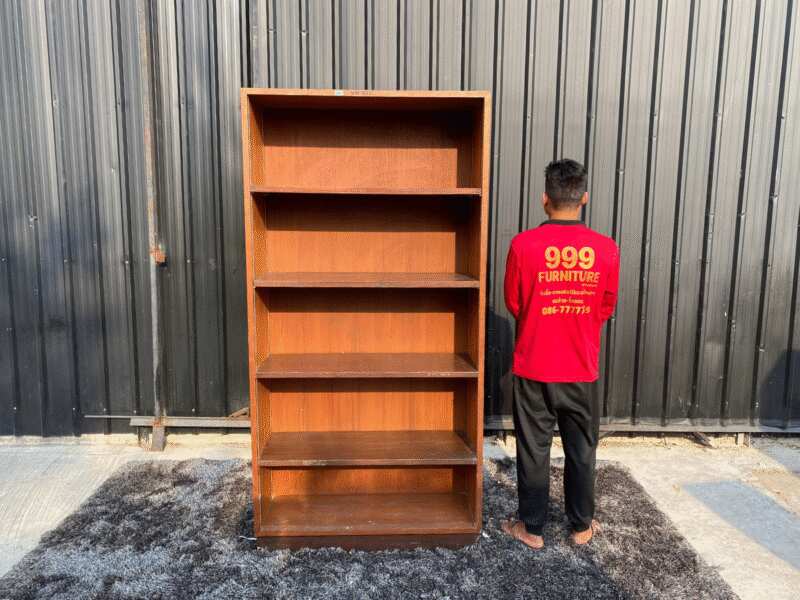 Tall wooden shelf, 5-layer teak frame, teak frame, teak veneer.