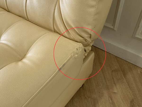 2-seat sofa bed, leather cushion, cream color