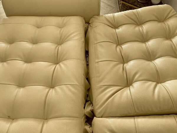 2-seat sofa bed, leather cushion, cream color