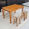 Wooden table set, restaurant, cafe, with 4 chairs