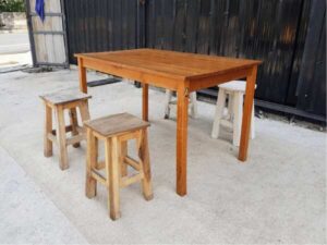 Wooden table set, restaurant, cafe, with 4 chairs