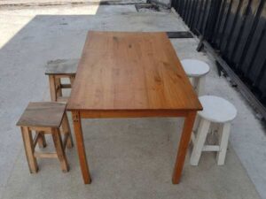 Wooden table set, restaurant, cafe, with 4 chairs