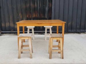 Wooden table set, restaurant, cafe, with 4 chairs