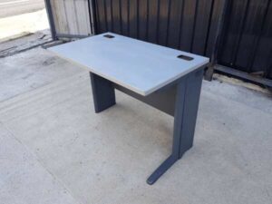 Work desk, steel legs, wooden top, grey, 100 cm