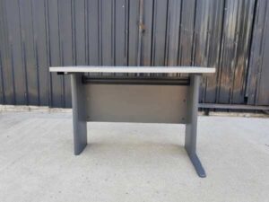 Work desk, steel legs, wooden top, grey, 100 cm