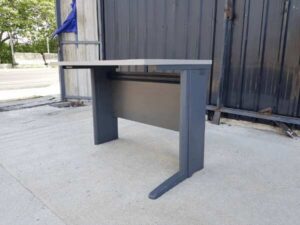 Work desk, steel legs, wooden top, grey, 100 cm