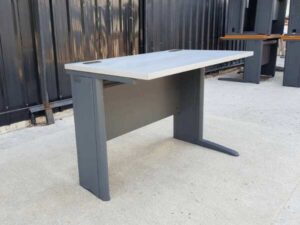 Work desk, steel legs, wooden top, grey, 100 cm