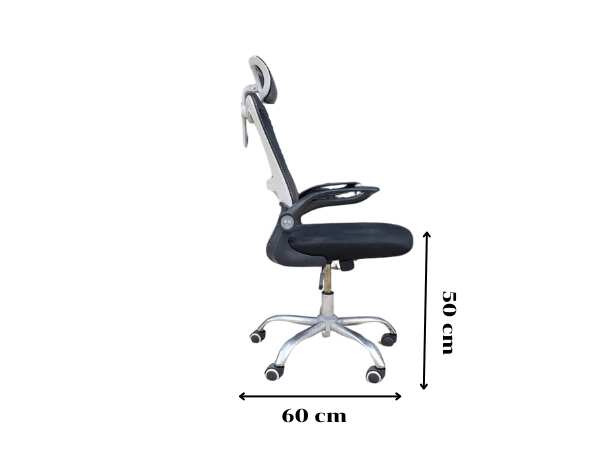 Office chair, fabric cushion, mesh backrest, black