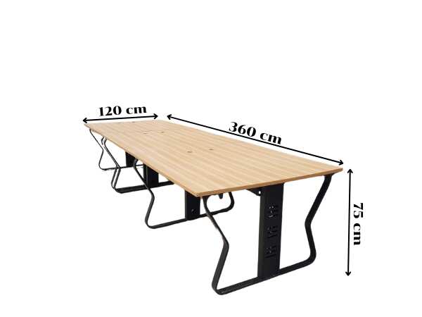 Work desk, conference table, 2-8 seats, steel legs, black, wooden top_I2RP20IOR7
