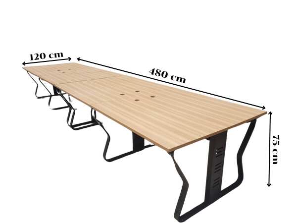 Work desk, conference table, 2-8 seats, steel legs, black, wooden top_I2RP20IOR7