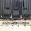 Office chair, fabric cushion, mesh backrest, additional headrest, black