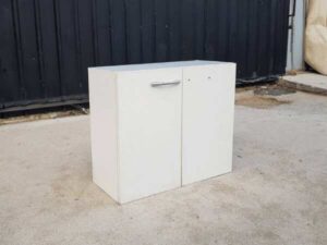 2-door filing cabinet, wooden frame, white