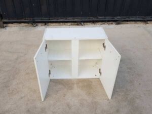 2-door filing cabinet, wooden frame, white
