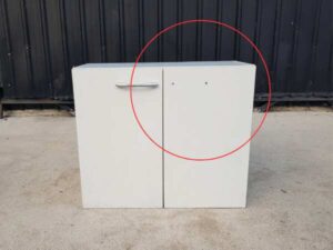 2-door filing cabinet, wooden frame, white