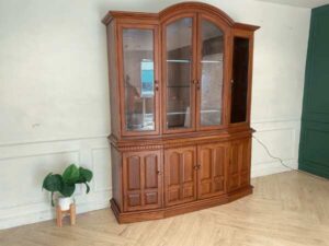 8-door wooden display cabinet, tall, vintage style