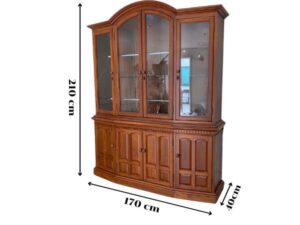 8-door wooden display cabinet, tall, vintage style