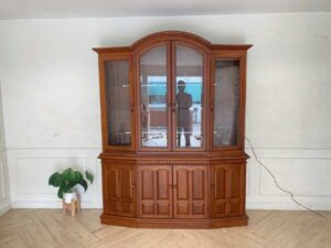 8-door wooden display cabinet, tall, vintage style