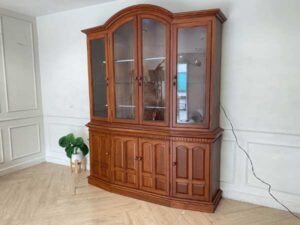 8-door wooden display cabinet, tall, vintage style