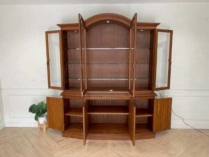 8-door wooden display cabinet, tall, vintage style