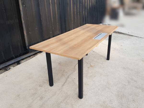 Work desk, steel legs, wooden top, 180 cm