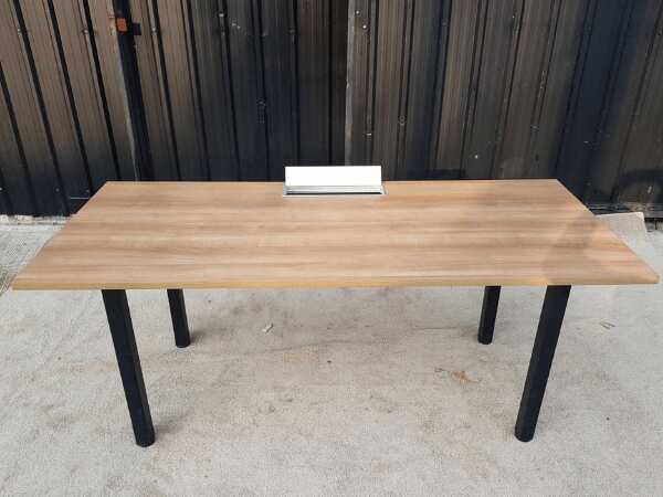 Work desk, steel legs, wooden top, 180 cm