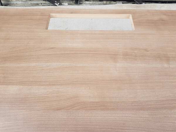 Work desk, steel legs, wooden top, 180 cm