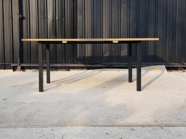 Work desk, steel legs, wooden top, 180 cm