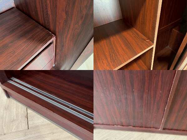 2 sliding door wardrobe, brown wooden frame