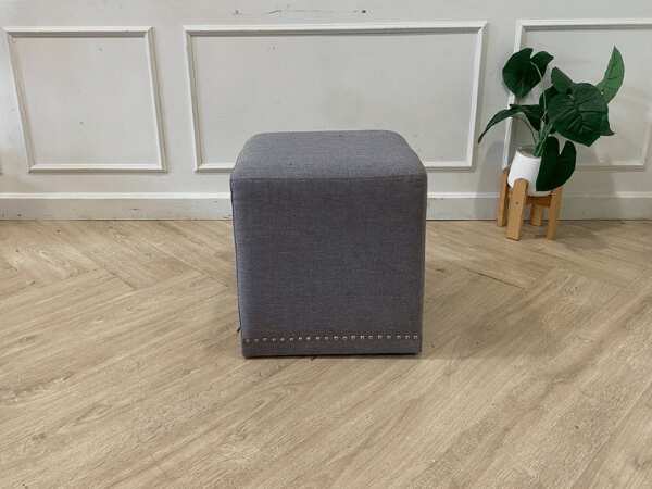 Stool, pin, fabric cushion, gray