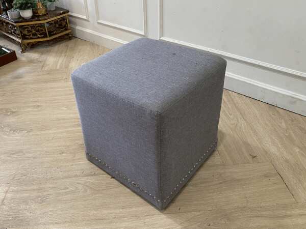 Stool, pin, fabric cushion, gray