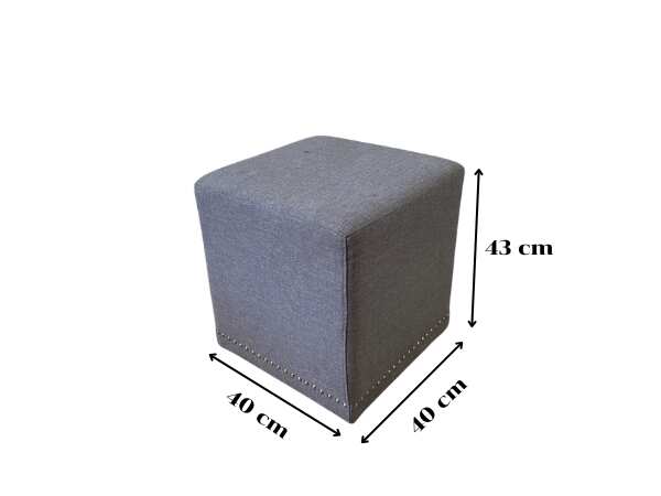Stool, pin, fabric cushion, gray