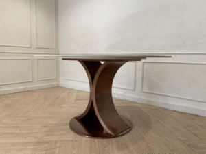 Round table, marble pattern, stainless steel legs