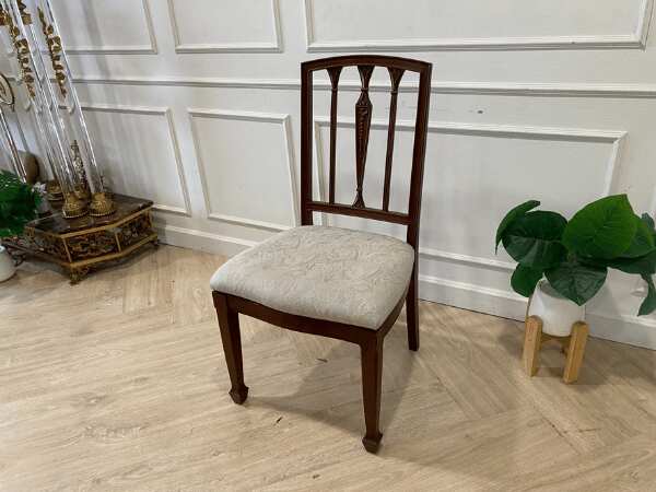 Wooden chair, fabric cushion, white, vintage style