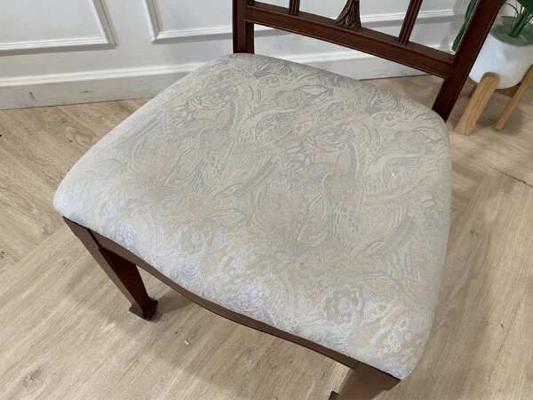 Wooden chair, fabric cushion, white, vintage style