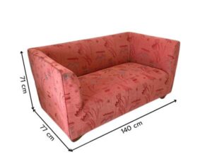 2-seat sofa, fabric cushion, red, 140 cm