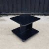 Side table with wheels, wooden frame, black