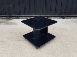 Side table with wheels, wooden frame, black