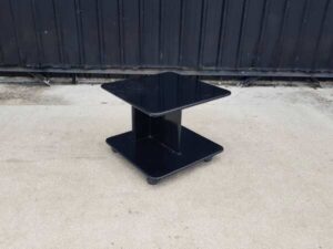 Side table with wheels, wooden frame, black