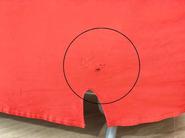 2-seat sofa bed, red fabric cushion, Serta brand