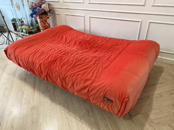 2-seat sofa bed, red fabric cushion, Serta brand