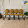 Chair, metal legs, fabric cushion, yellow, Ikea brand
