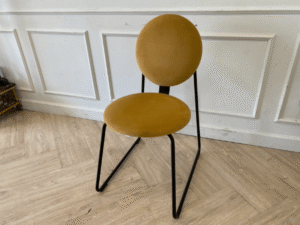 Chair, metal legs, fabric cushion, yellow, Ikea brand