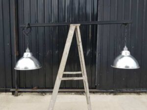 Cafe bar style lamp, stainless steel material.