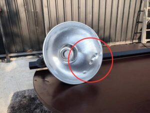 Cafe bar style lamp, stainless steel material.