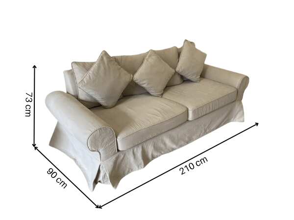 2-seat sofa, fabric cushion, cream color